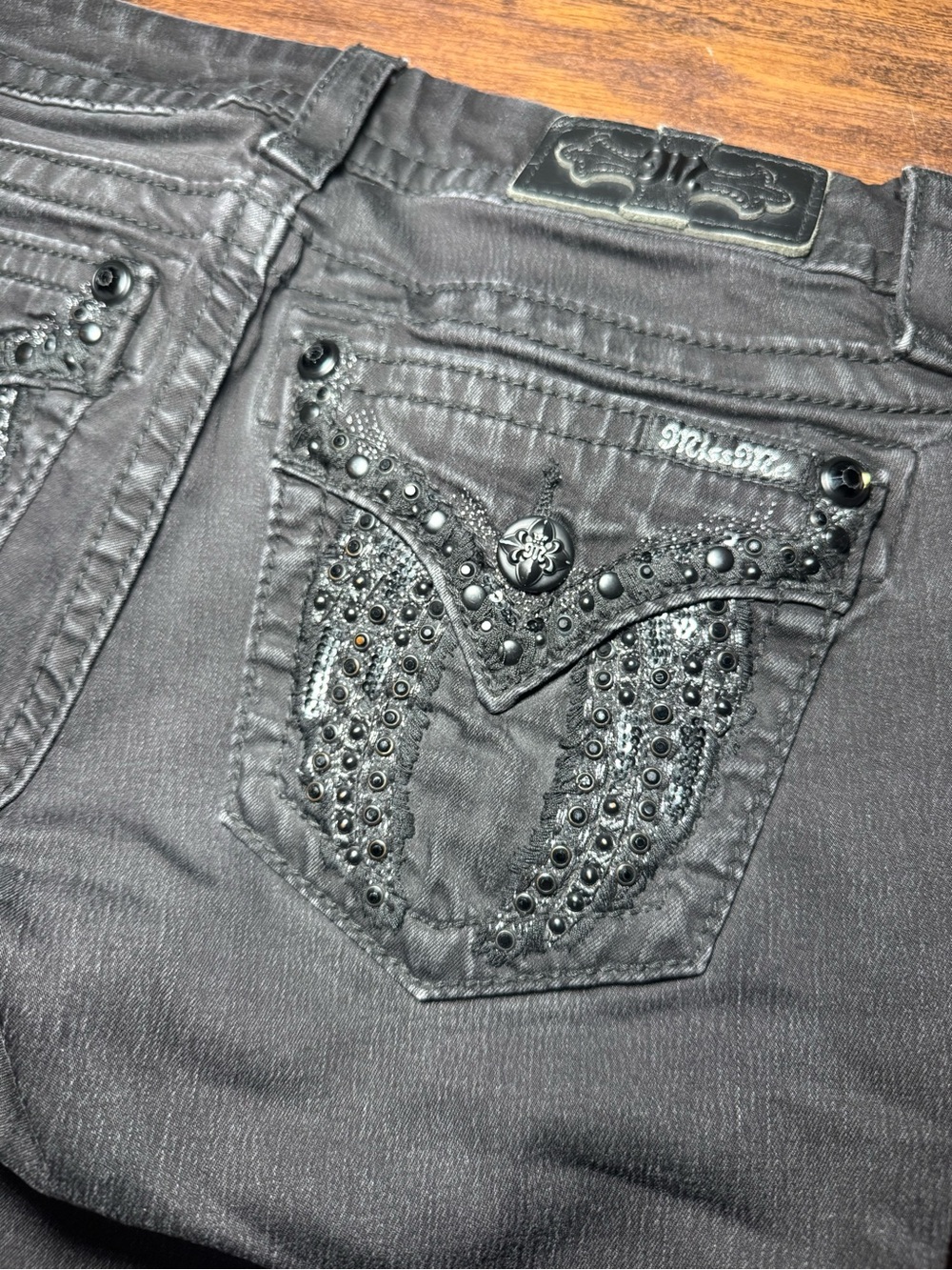 Y2K Miss Me Women's Embellished Black Jeans - Picture 6 of 6